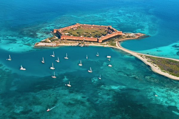 Beautiful Aerial View of Fort Jefferson in Dry Tortugas National Park Florida
