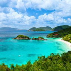 Beautiful view of Trunk Bay on St. John Island in Virgin Islands National Park