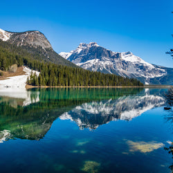 Late winter at Emerald Lake with mountain view in Yoho National Park, British Columbia