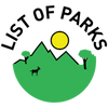 List of Parks Website Logo Image of mountains, trees, the sun and a goat