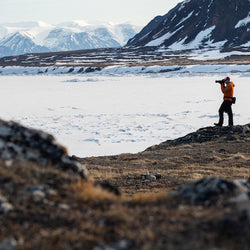 Photographer on Bylot Island near Pond Inlet in Nunavut National Park