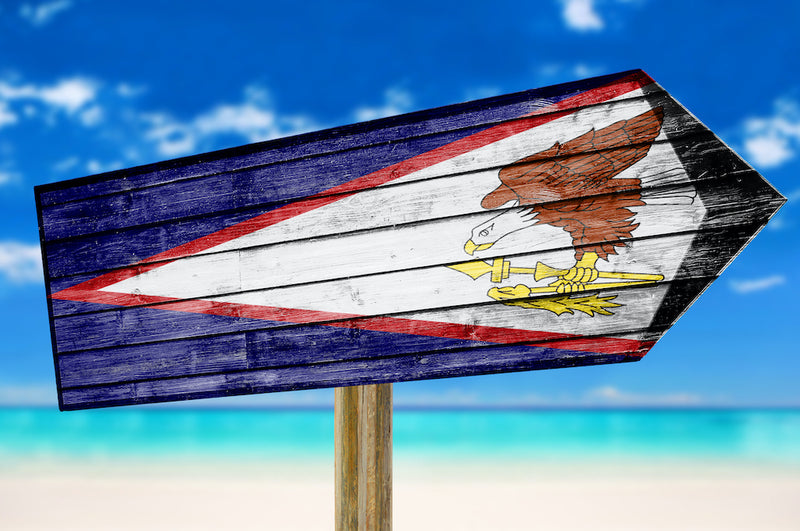 American Samoa Flag on Beach