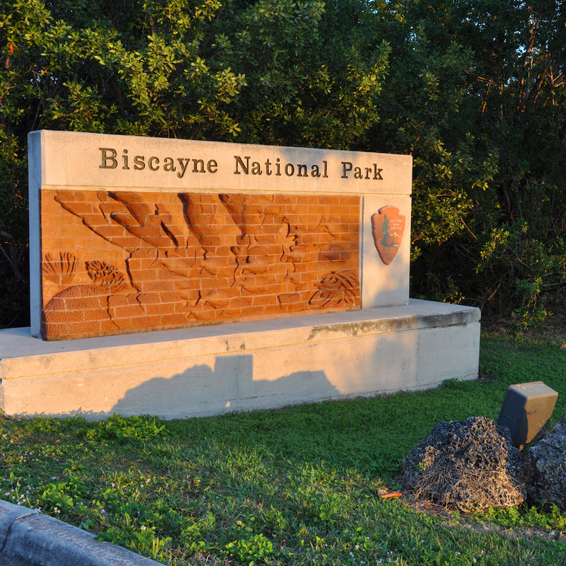 Biscayne National Park entrance sign in Florida