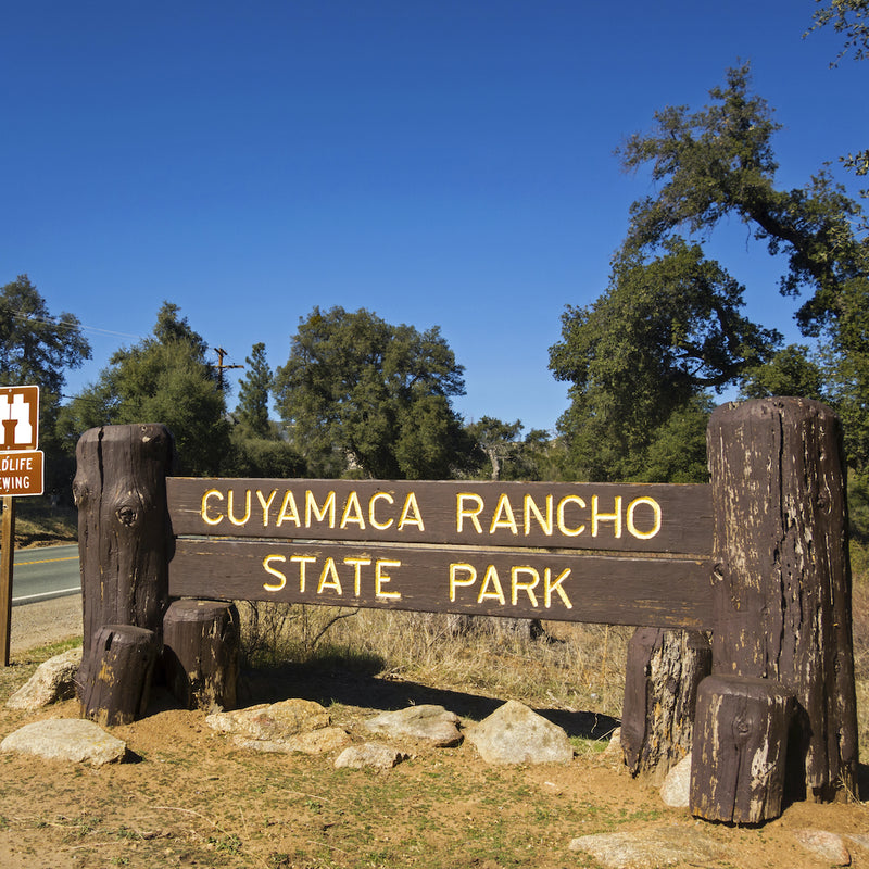 Cuyamaca State Park Entrance Sign Along Road in San Diego County California