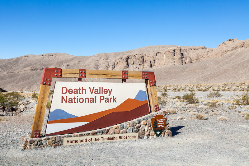 Death Valley National Park Sign During a Sunny Day With Clear Blue Skies