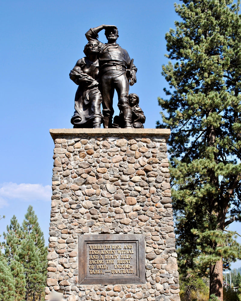 Donner Memorial State Park Pioneer Monument on Sunny Day Donner Memorial State Park California