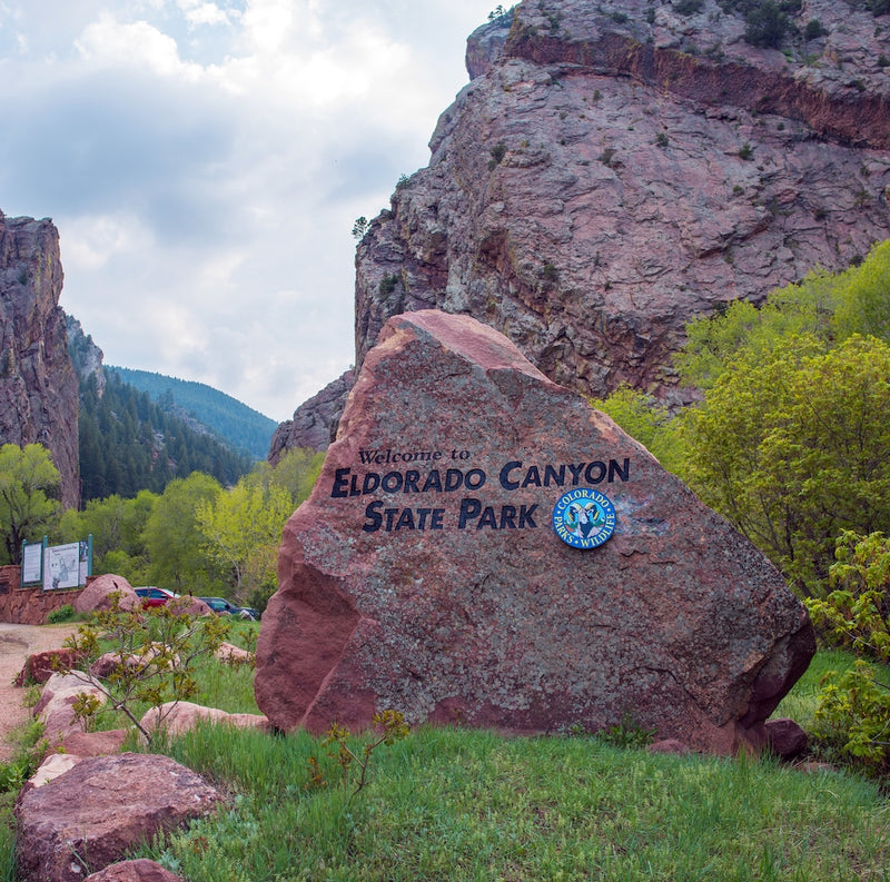 Eldorado Canyon State Park Entrance Sign Along Road Colorado