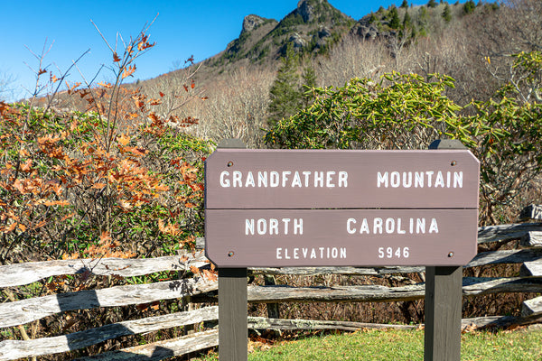 Entrance Sign for Grandfather Mountain State Park North Carolina