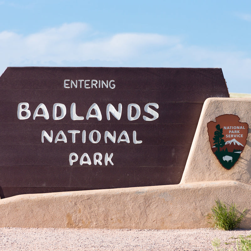 Entrance sign to Badlands National Park