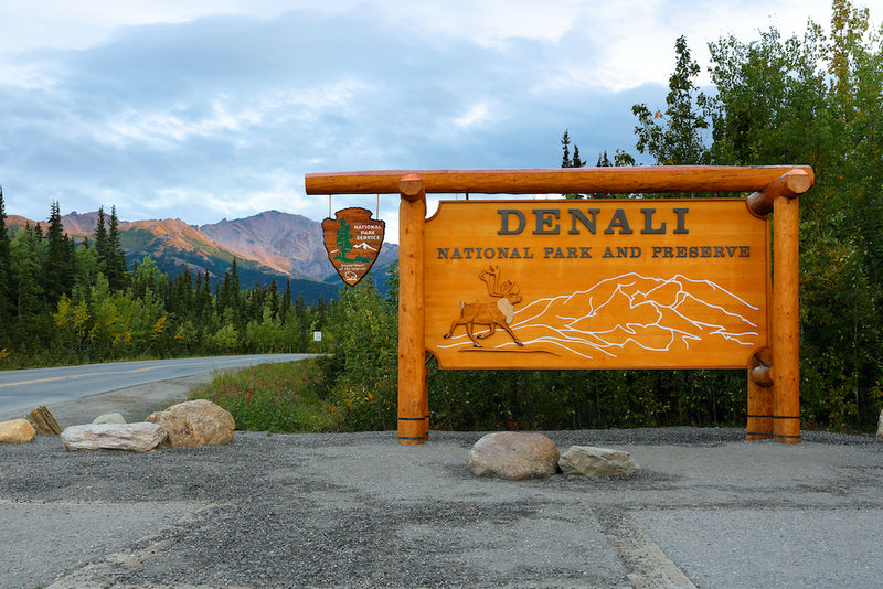 Entrance Sign to Denali National Park Alaska