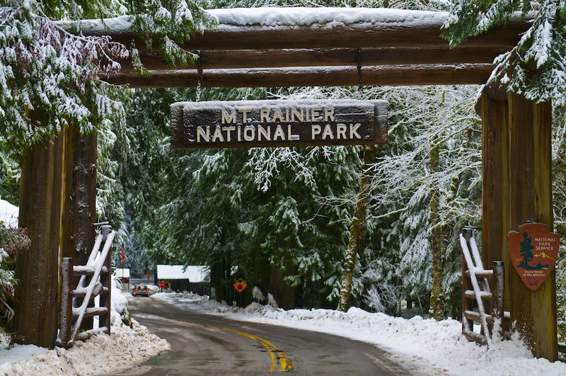 Entrance Sign to Mount Rainier National Park Washington