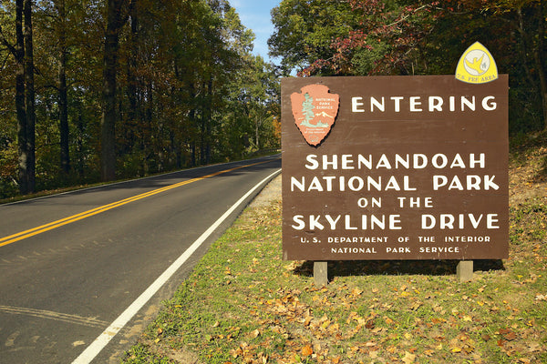 Entrance Sign to Shenandoah National Park Virginia