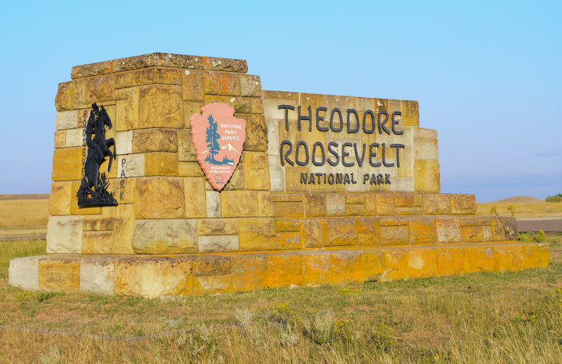 Sign to Theodore Roosevelt National Park North Dakota