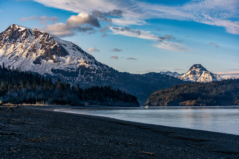 View of mountains and Sunrise at Kachemak Bay State Park Alaska