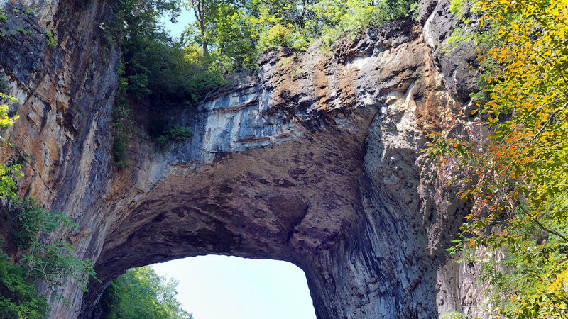 View of Natural Rock Formation Bridge at Natural Bridge State Park Virginia