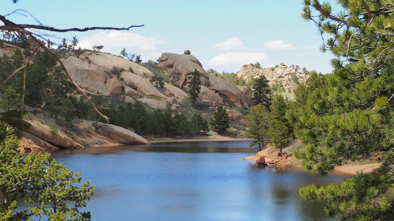 View of Sunny Day on Lake in Curt Gowdy State Park Wyoming