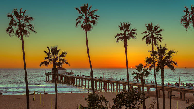 View of Sunset and Pier on Manhattan Beach California