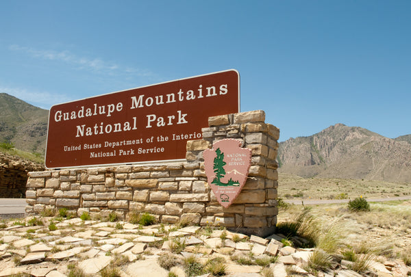 Welcome Sign for Guadalupe Mountains National Park Texas