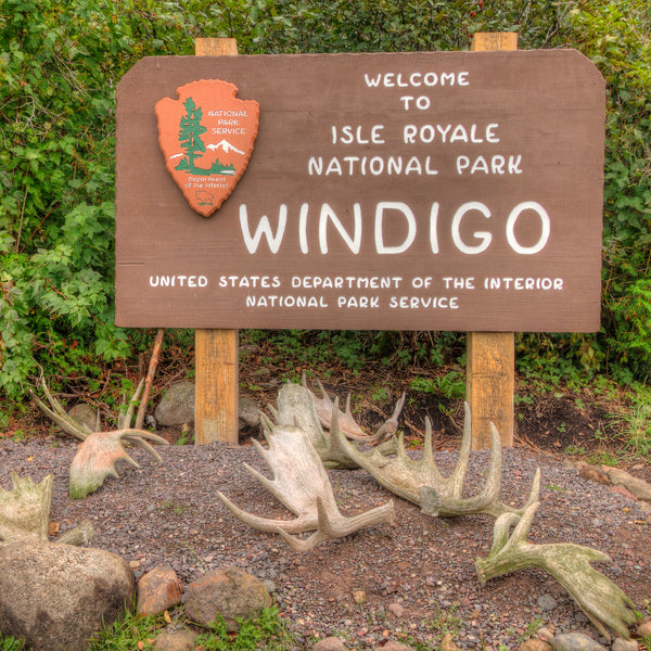 Welcome Sign to Isle Royale National Park Michigan