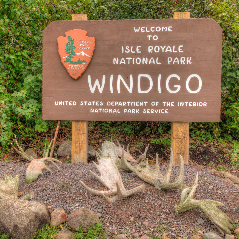 Welcome Sign to Isle Royale National Park Michigan