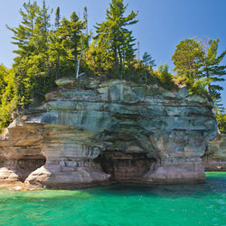 Beach, Water, Cliffs in Pictured Rock National Lake Shore, Michigan USA