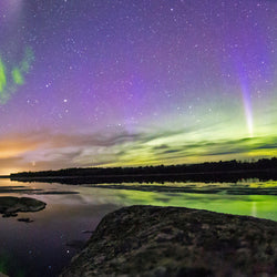 Northern Lights over skies of Voyageurs National Park in Minnesota