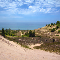 View of Lake Michigan from dunes at Indiana National Park